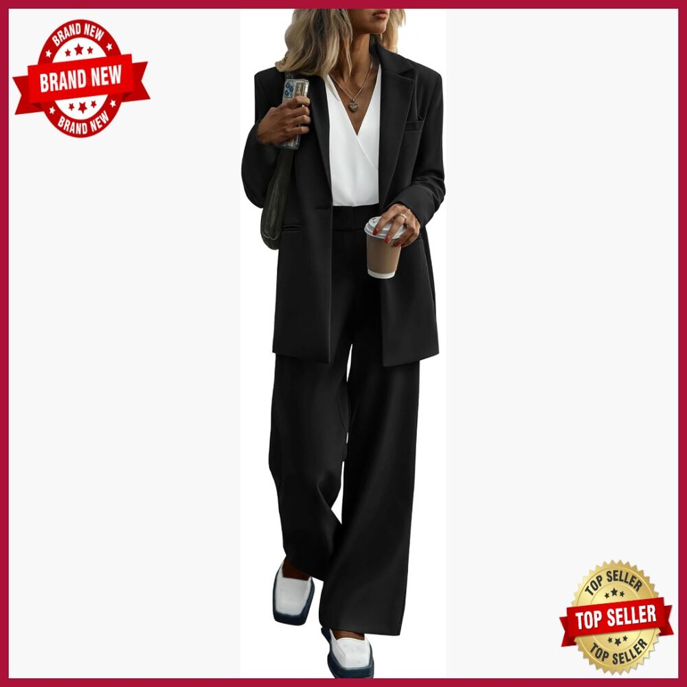 Oversized Blazer & Wide Leg Pants Suit Set Business Casual Formal Outfit